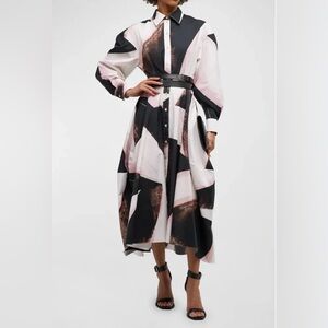 Alexander McQueen Brushstroke-print Cotton-poplin Shirt Dress, size 10